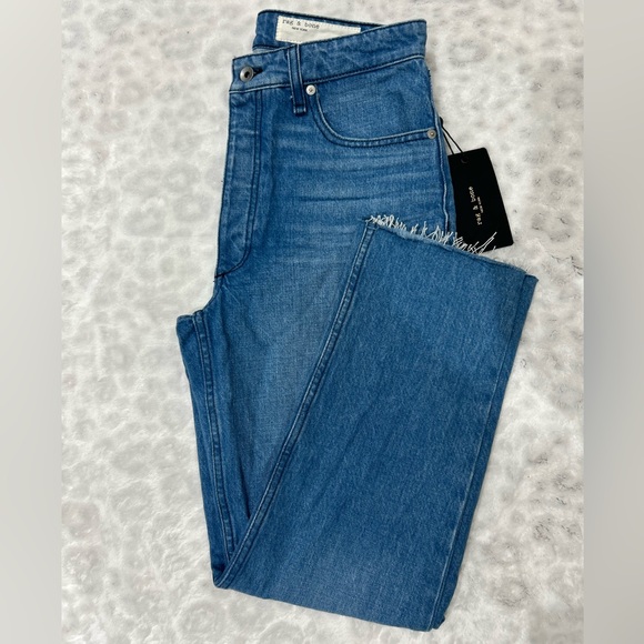 Rag & Bone Nina High-Rise Raw Hem Ankle Cigarette Jean Poppy Wash Size 28 NWT - Picture 1 of 15
